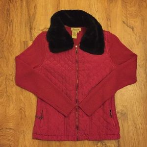 Pink silk-knit sweater jacket